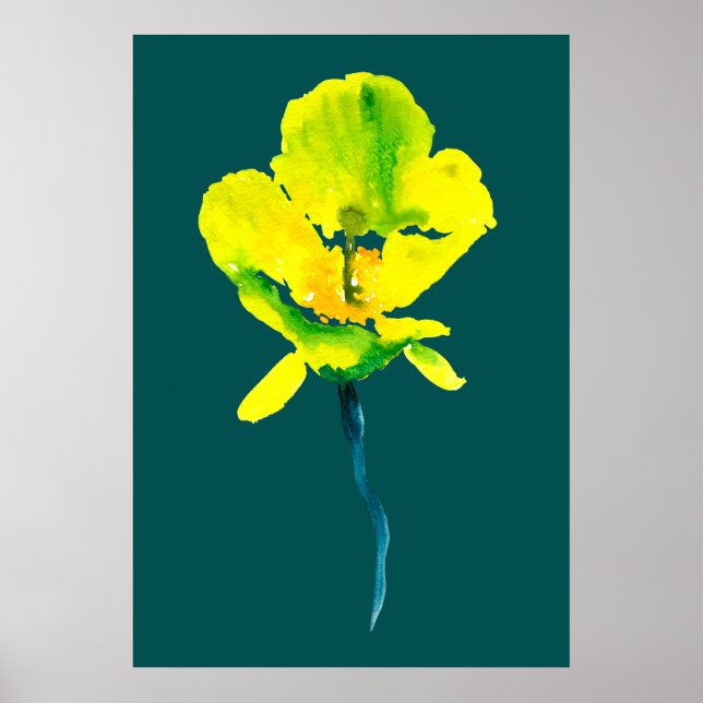 Poster Flor livre de abstrato amarelo (Frente)