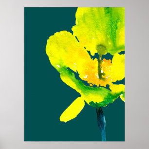Poster Flor livre de abstrato amarelo