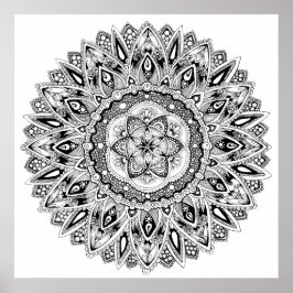 Póster Flor mandala sagrada - semente geométrica da vida