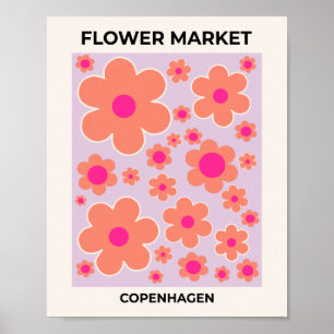 Poster Flor Market Copenhagen Retro Colorida Floral