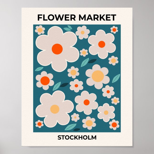 Poster Flor Market Estocolmo Abstrato Retro Flowers (Frente)