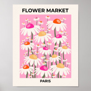 Poster Flor Market Paris Rosa Retro Floral