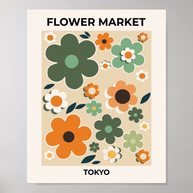 Poster Flor Market Tokyo Floral Art Retro Flowers (Frente)