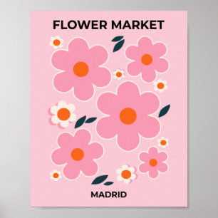 Poster Flor Mercado Madrid Cor de laranja rosa cor-de-ros