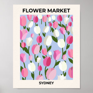 Poster Flor Mercado Sydney Tulipas Rosa E Azul