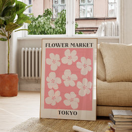 Poster Flor Mercado Tóquio Floral Flor de Flor Rosa