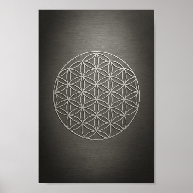 Poster Flor Metálico da Arte da Vida (Frente)