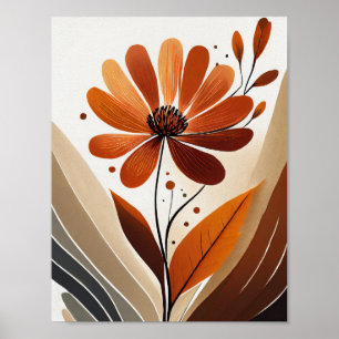Poster Flor minimalista laranja
