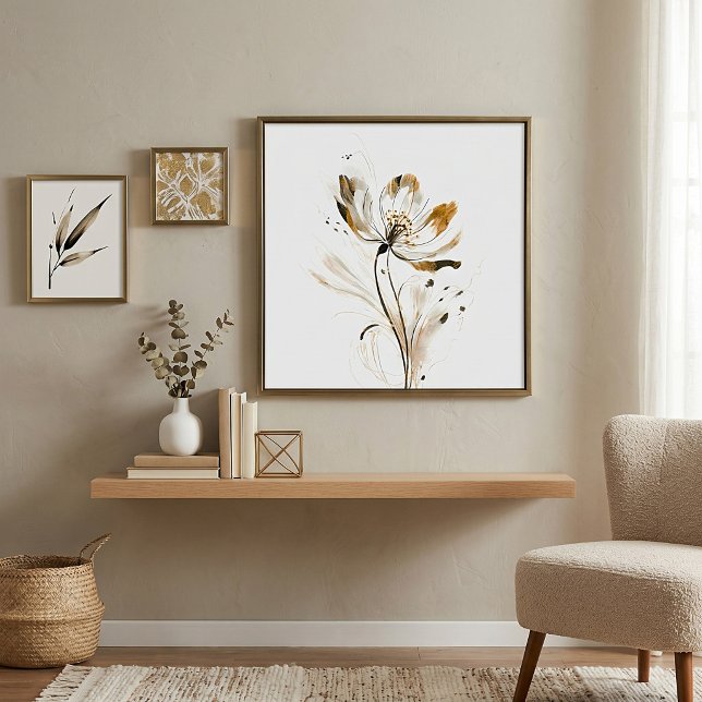 Poster Flor minimalista marrom e preto suave (Criador carregado)