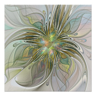 Póster Flor moderna da arte do Fractal da fantasia floral