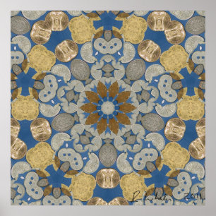 Póster Flor mundial da estrela da moeda