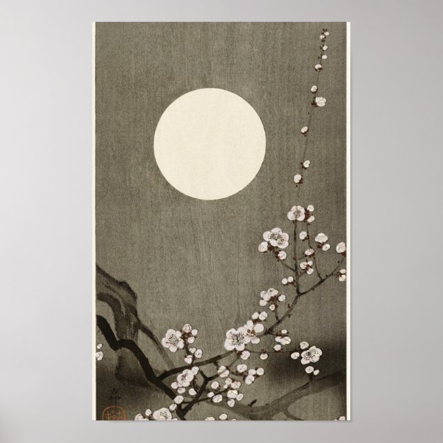 Poster Flor na Lua cheia (1900-1936) por Ohara Koson (Frente)