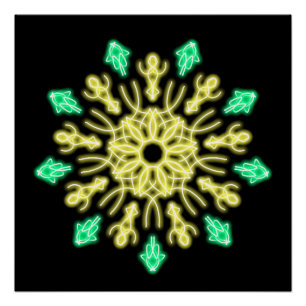 Póster Flor néon amarela e verde