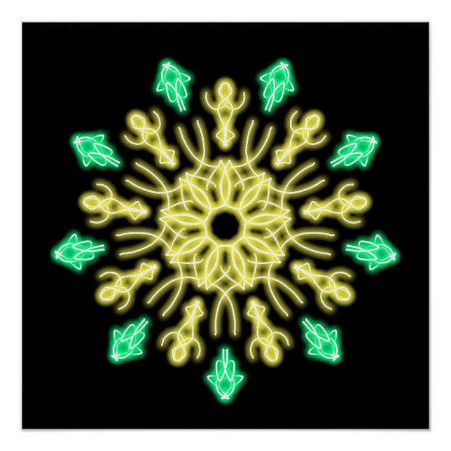 Póster Flor néon amarela e verde (Frente)