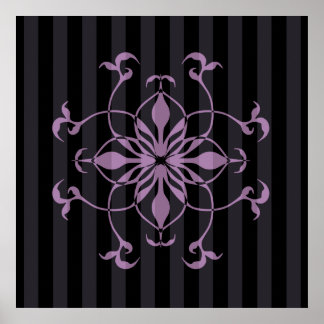 Poster Flor púrpura gótica em listras escuras