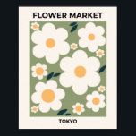 Poster Flor Retro Floral Mercado de Tóquio Abstrato<br><div class="desc">Flower Market Tokyo: Arte Floral - Impressão de Flores Retroativas - Verde,  Amarelo,  bege.</div>