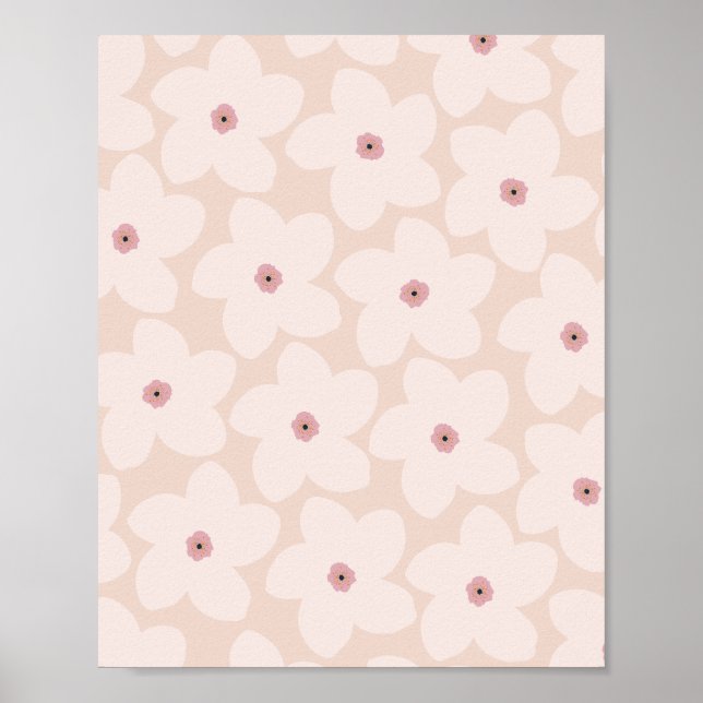 Poster Flor Retro Rosa Choque (Frente)