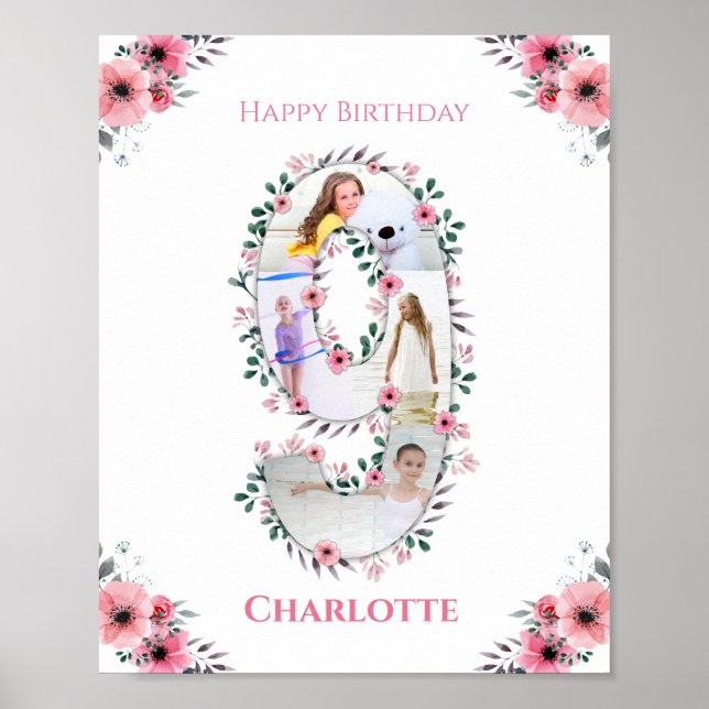 Poster Flor Rosa Cor-de-Rosa, Colagem Fotográfica da Rapa (Frente)