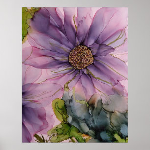 Poster flor rosa e púrpura de álcool