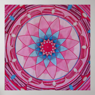 Póster Flor rosa Mandala