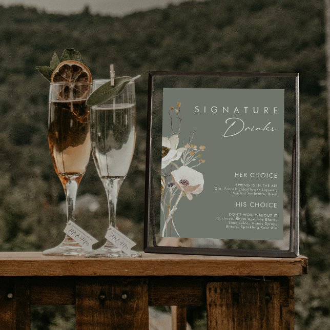 Poster Flor Selvagem Caprichosa | Sinal de Bebidas com Sa (Criador carregado)