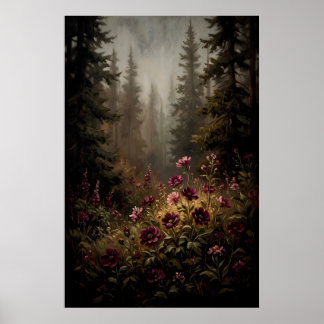 Poster Flor Selvagem da Floresta Escura e Sombria