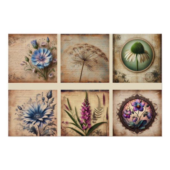 Póster Flor selvagem em fundo angustiado (Frente)
