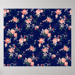 Poster Flor sem costura, abstrato, floral, traseiro