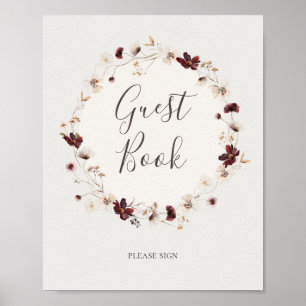 Poster Flor Silvestre Burgundy Cobre   Sinal de Livro de 