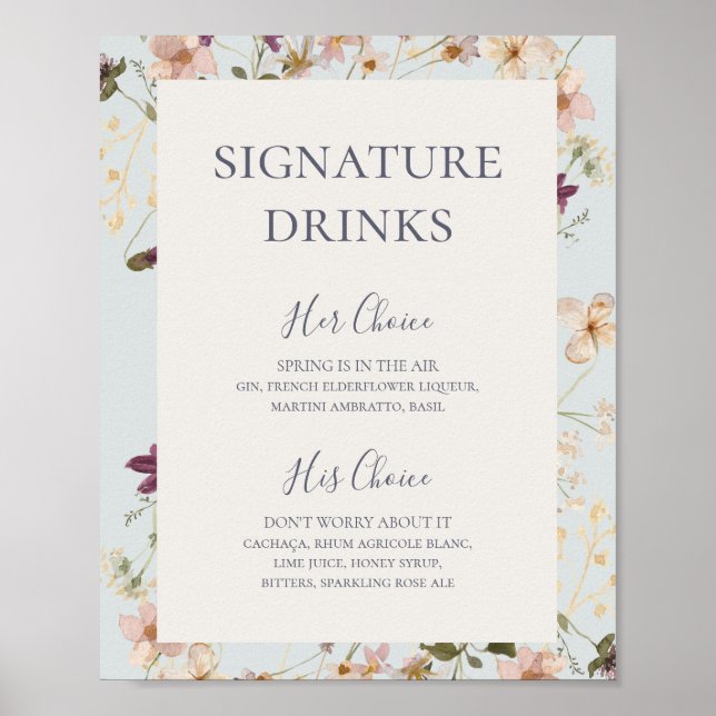 Poster Flor Silvestre de Primavera | Bebidas com Assinatu (Frente)