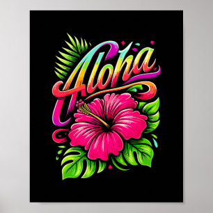 Poster Flor Tropical Aloha Férias no Havaí Verão Praia