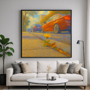 Poster Flor Urbana - Estilo de Pintura em Pastel