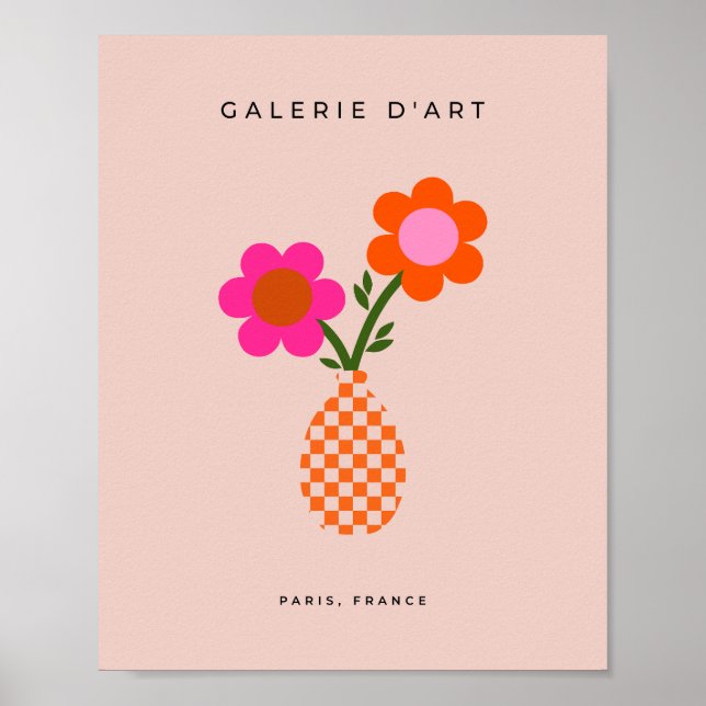 Poster Flor Vase Cor-de-rosa Laranja Neutro (Frente)