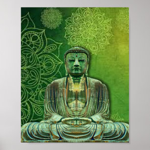 Poster Flor verde de Buddha Lotus