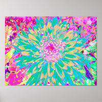 Flor Verde-Teal-Quente e Dália Rosa-Quente
