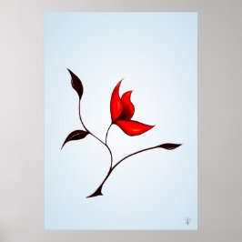 Poster Flor Vermelho Estranho