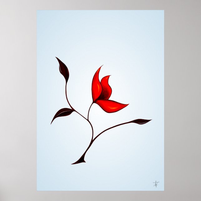 Poster Flor Vermelho Estranho (Frente)