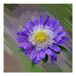 Póster flor violeta azul