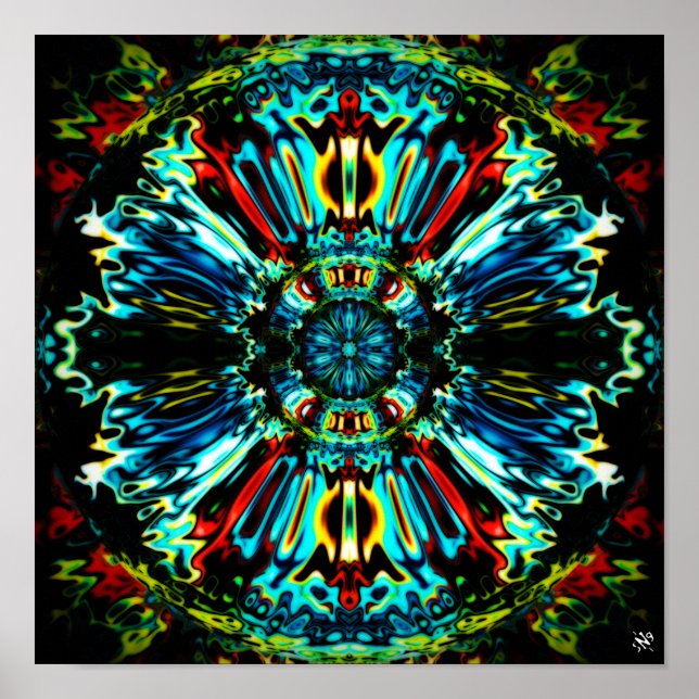 Poster Flor X v2.1 - padrões coloridos pareidolia (Frente)