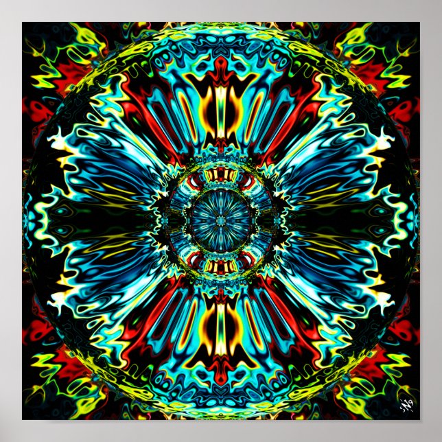 Poster Flor X v2 - padrões coloridos pareidolia (Frente)