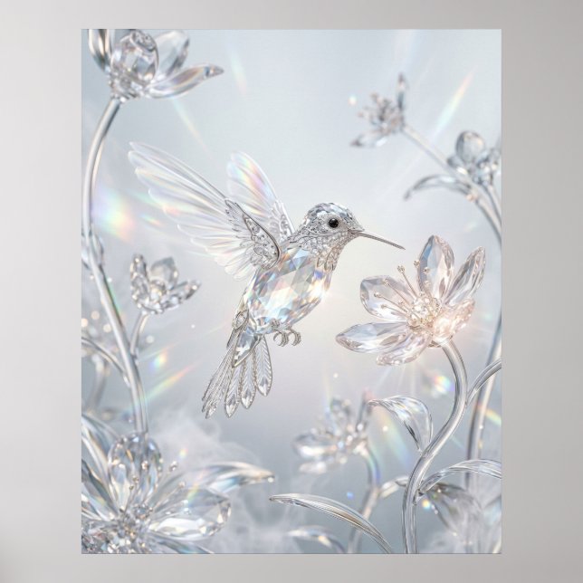 Poster Flora Beija-Flor de Cristal (Frente)