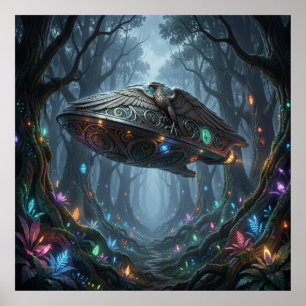 Poster  Flora Bioluminosa Etérea e Cosmo Soberano