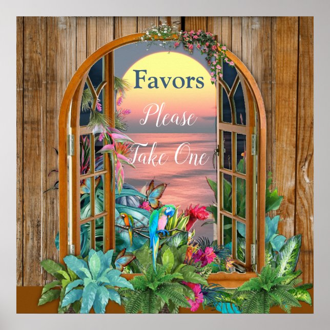 Poster Flora Tropical Paraíso no Sunset (Frente)