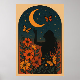 Poster Floração Celestial: Alcançando a Lua