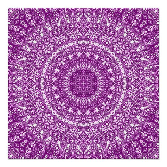 Póster Floração Geométrica Roxa Radiante (Frente)