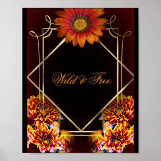 Poster Florais Boho Selvagem & Livre