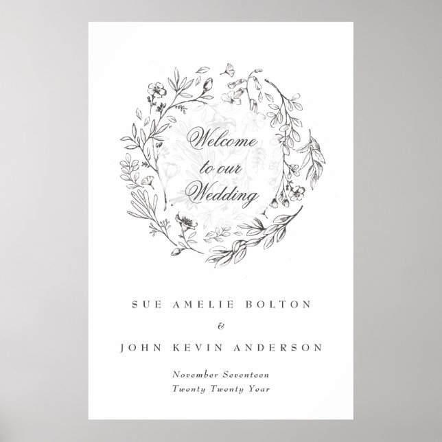 Poster Florais Botânicos Clássicos Boas-vindas (Frente)