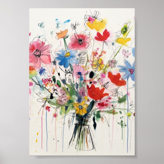 Poster Florais caprichosos, floridos (Frente)