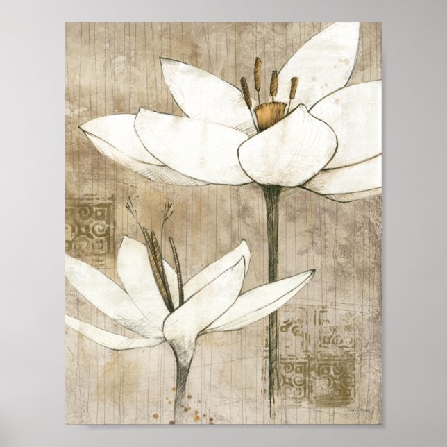 Póster Florais desenhados por Lápis (Frente)