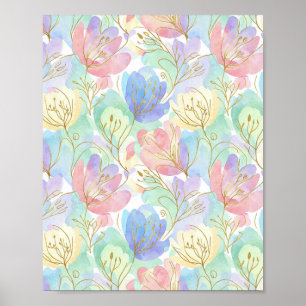 Poster Florais Dourados etéreos